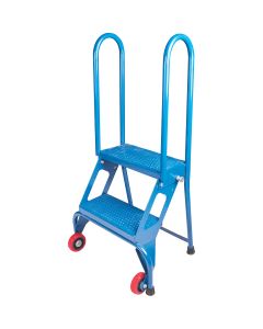 2-Step Portable Folding Ladder, 20" High, Perforated Steel