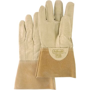 Softouch™ Large Split Pigskin Welding Gloves — Size: Large, Leather Palm Type: Split Pigskin, Cuff Style: Gauntlet — Supply S