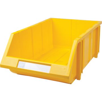 Yellow Stack & Hang Bin, 11-13/16" W x 7" H x 17-11/16" D — Colour: Yellow, Capacity: 100 lbs., Outside Width: 11-13/16" — Su