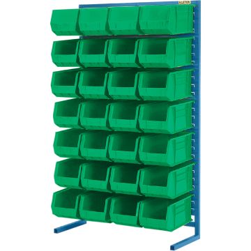 36" Single-Sided Stationary Bin Rack, 28 Bins, 1 1/4" Frame — Width: 36", Depth: 12", Height: 61" — Supply Solution