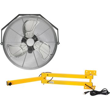 18" Industrial Workstation Fan Kit, 3-Speed, Double Locking Arm