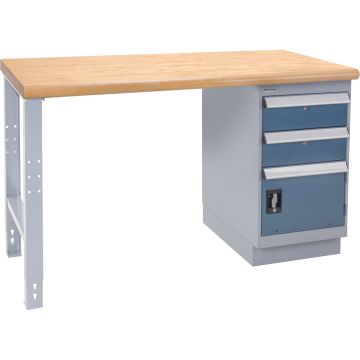 Industrial Workbench, Door/Drawer Combo, 1000 lbs, 30" W x 60" D