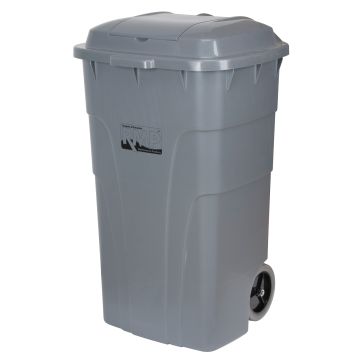 65 US gal. Polyethylene Roll Out Garbage Bin with Wheels — Capacity: 65 US gal., Material: Polyethylene, Colour: Grey — Suppl