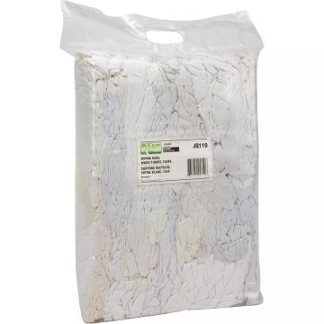Recycled Material Wiping Rags, Cotton, White, 10 lbs. — Supply Solution