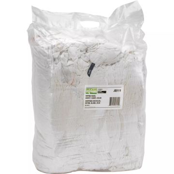 Recycled Material Wiping Rags, Cotton, White, 25 lbs. — Supply Solution