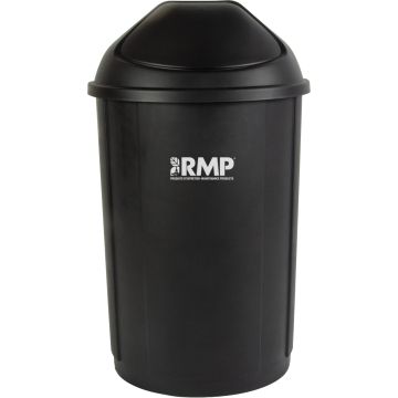 Polyethylene 21 US gal Half-Round Garbage Bin with Lid — Capacity: 21 US gal., Material: Polyethylene, Colour: Black — Supply