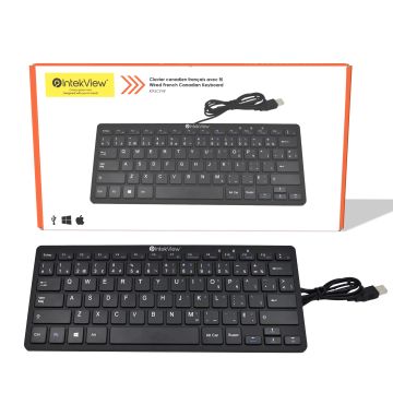 IntekView Compact Wired Keyboard, Canadian French Layout, 78 Keys, 11"