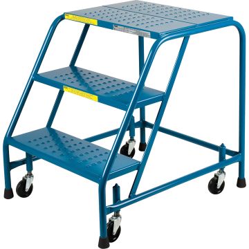 CSA-Certified 3-Step Rolling Ladder, 22" W, 28" Platform, Steel