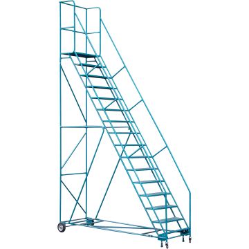 16-Step Rolling Ladder, 144" Platform, 30" Width, CSA Steel