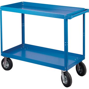 2-Tier 900 lbs Steel Shelf Cart, 24" W x 36" D, Pneumatic Casters