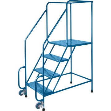 4-Step Tilt-N-Roll Steel Ladder, 22" Wide Top Step