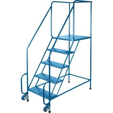5-Step Steel Tilt-N-Roll Ladder, 22" Wide Top Step