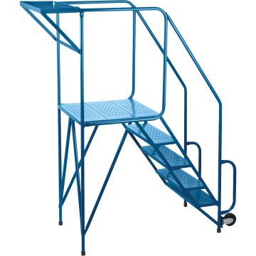 5-Step Steel Rolling Ladder, 47" Platform, Double-Straddle