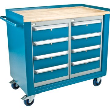 Mobile Service Workbench, 16-Gauge Steel, Wood Top