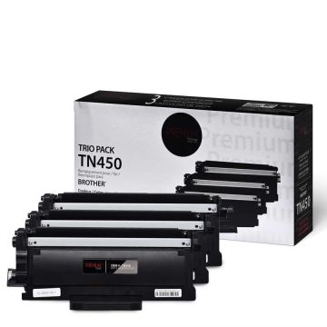Premium Tone Toner Cartridge - Alternative for Brother TN450 - Trio Pack - Black — Supply Solution