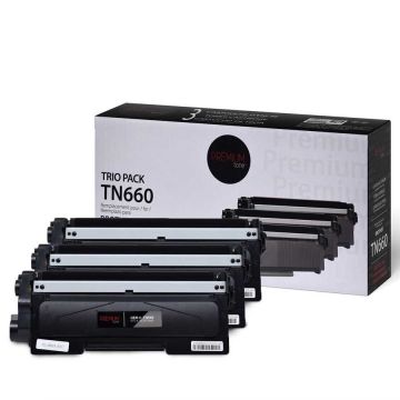 Cartouche de toner noir TN660 alternative - Trio Pack