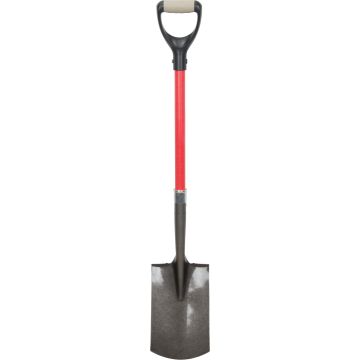 Heavy-Duty Carbon Steel Shovel, D-Grip, Fibreglass Handle, 30.5"