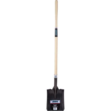 Heavy-Duty Square Shovel, 12-Gauge Carbon Steel, 48" Hardwood