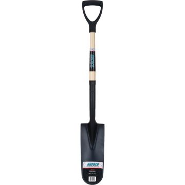 Heavy-Duty Drain Spade, 16" Carbon Steel Blade, D-Grip