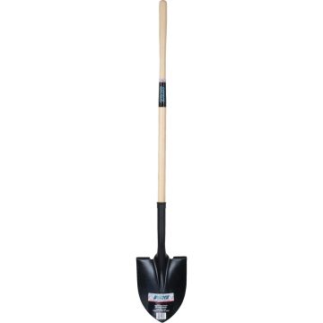 Round Point Shovel, Tempered Steel Blade, Hardwood Straight Handle