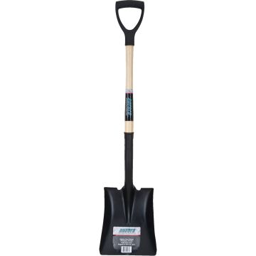 Square Point Shovel, Tempered Steel Blade, Hardwood D-Grip, 29"