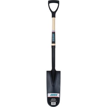 Drain Spade Shovel, 14" Tempered Steel Blade, D-Grip