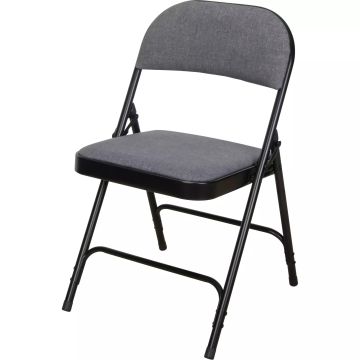 Deluxe Fabric Padded Folding Chair, Steel, Grey, 300 lbs. Weight Capacity — Supply Solution