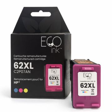Eco Ink Ink Cartridge - Remanufactured for Hewlett Packard C2P07AN / 62XL - Color — Supply Solution