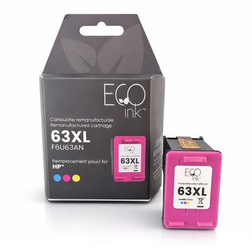 Eco Ink Ink Cartridge - Remanufactured for Hewlett Packard F6U63AN / 63XL - Color — Supply Solution