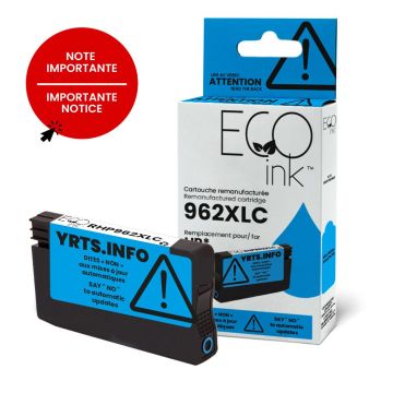 Cartouche d'encre cyan réusinée compatible HP 962XL