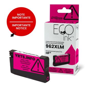 Cartouche d'encre magenta HP 962XL remise à neuf 3JA01AN