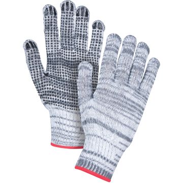 Gants tricotés à pois, poly/coton, simple face, jauge 7, Grand