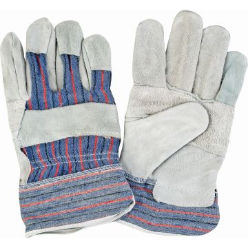 Standard-Duty Patch Palm Fitters Gloves, Large, Split Cowhide Palm, Cotton Inner Lining — Size: Large, Inner Lining: Cotton, 