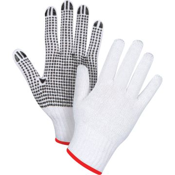 Dotted String Knit Gloves, Poly/Cotton, 7 Gauge, Small