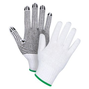 Dotted String Knit Gloves, Poly/Cotton, Single Sided, 7 Gauge, Medium — Size: Medium, Shell Material: Poly/Cotton, Coating: S