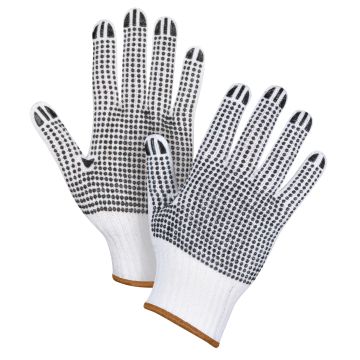 7 Gauge Poly/Cotton Double-Sided Dotted Knit Gloves, Large