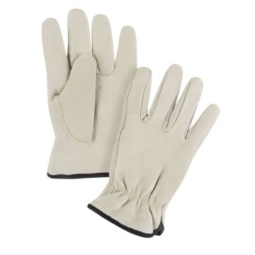 Winter-Lined Grain Cowhide Driver Gloves, Fleece Lined