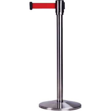 Steel Free-Standing Crowd Control Barrier, 35" H, Red Tape