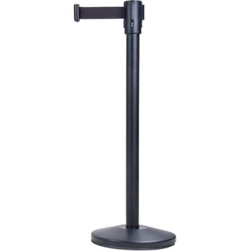 Free-Standing Steel Crowd Control Barrier, 35" H, Black Tape