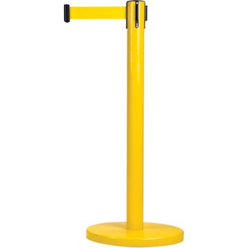 Yellow Steel Free-Standing Crowd Control Barrier, 7' Tape