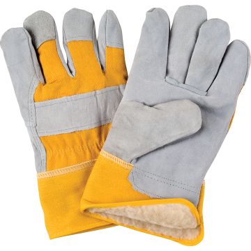 Winter-Lined Split Cowhide Fitter Gloves, Boa Lining