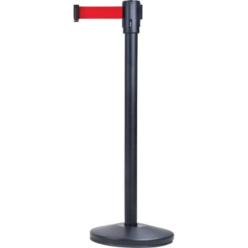 Steel Free-Standing Crowd Control Barrier, 35" H, 12' Red Tape