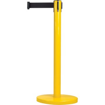 Free-Standing Crowd Control Barrier, Steel, 35" H, Black Tape, 12' L
