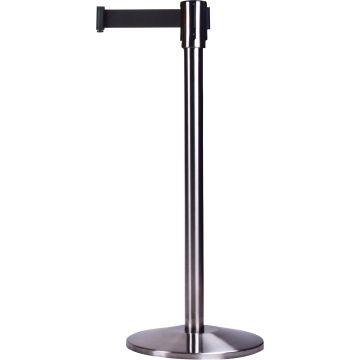 Free-Standing Steel Crowd Control Barrier, 35" H, Black Tape
