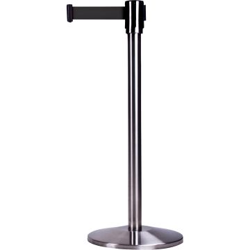Free-Standing Steel Crowd Control Barrier, 35" H, Black Tape, 7' L