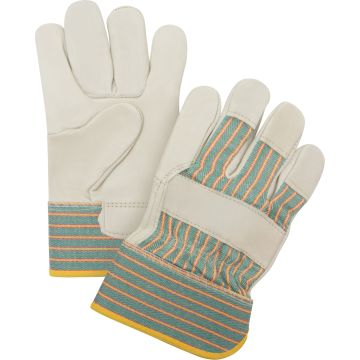 Abrasion-Resistant Fitter's Gloves, Medium, Grain Cowhide Palm — Size: Medium, Inner Lining: Unlined, Leather Palm Type: Grai