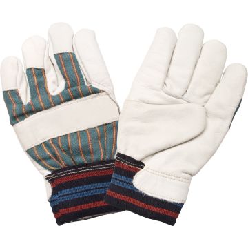 Winter-Lined Grain Cowhide Work Gloves, Abrasion-Resistant