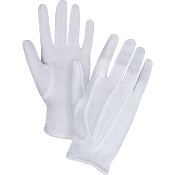 Small White Cotton Parade/Waiter's Gloves, Hemmed Cuff — Size: Small, Material: Cotton, Cuff Style: Hemmed — Supply Solution