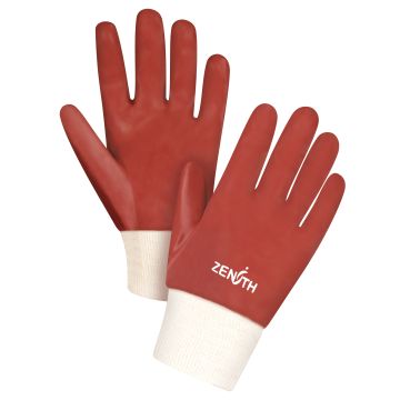 Red Smooth-Finish Chemical-Resistant Gloves,PVC, Interlock Inner Lining, 47-mil — Supply Solution