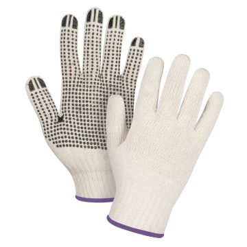 Heavyweight Dotted String Knit Gloves, Poly/Cotton, Single Sided, 7 Gauge, X-Small — Size: X-Small, Shell Material: Poly/Cott